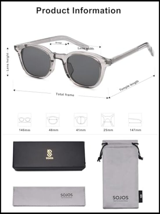 Retro Square Sunglasses with UV400 Protection, Cellulose Propionate Frames main image 7